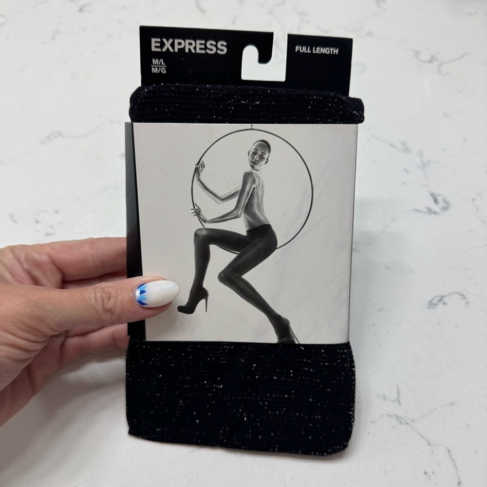 NWT: Express Black Sparkle Full Length Tights
